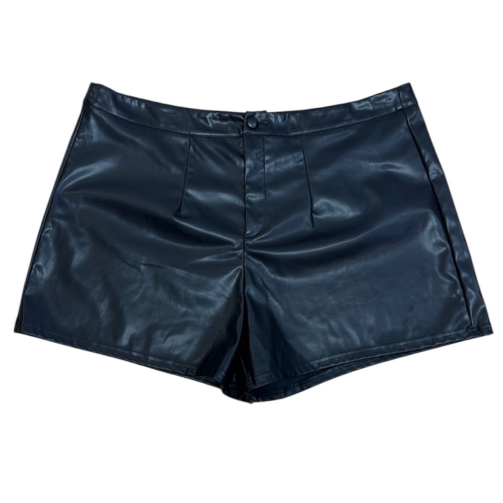 SHEIN Black Faux Leather Shorts. Fun Stylish